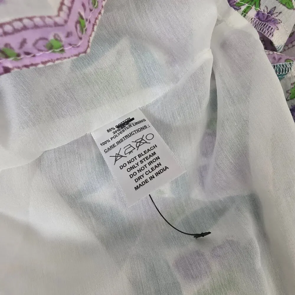 Alicia Bell Sutton Turquoise Purple Floral Silk Blend Tiered Maxi Skirt - Picture 12 of 12